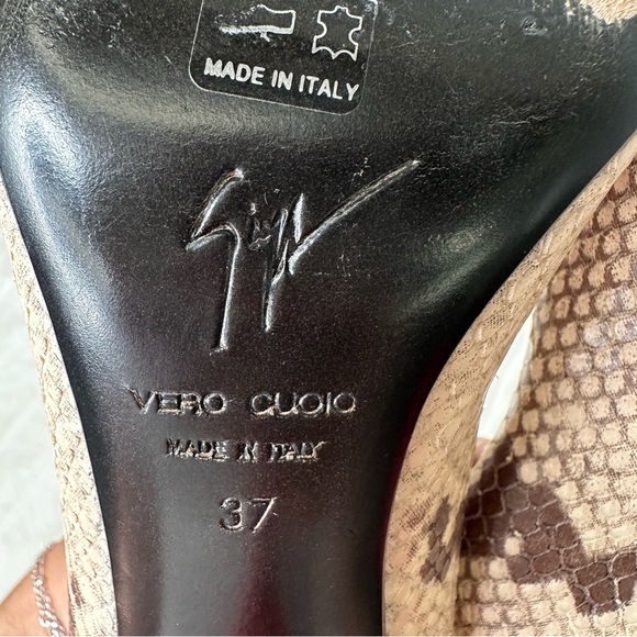 Giuseppe Zanotti 🎂 Snake embossed leather, top strap with contrast red heelSz37 - Picture 6 of 9